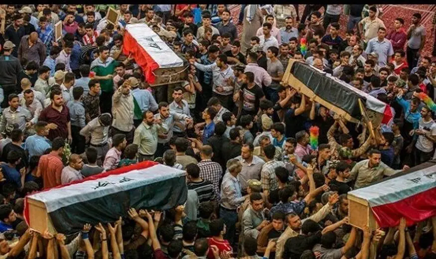 بغداد تودع شهداء الحشد الشعبي في مراسم تشييع رسمية وشعبية